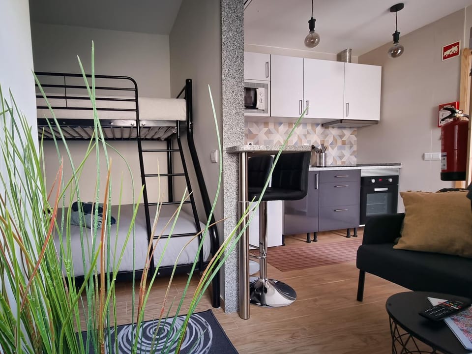 bunk bed, kitchen