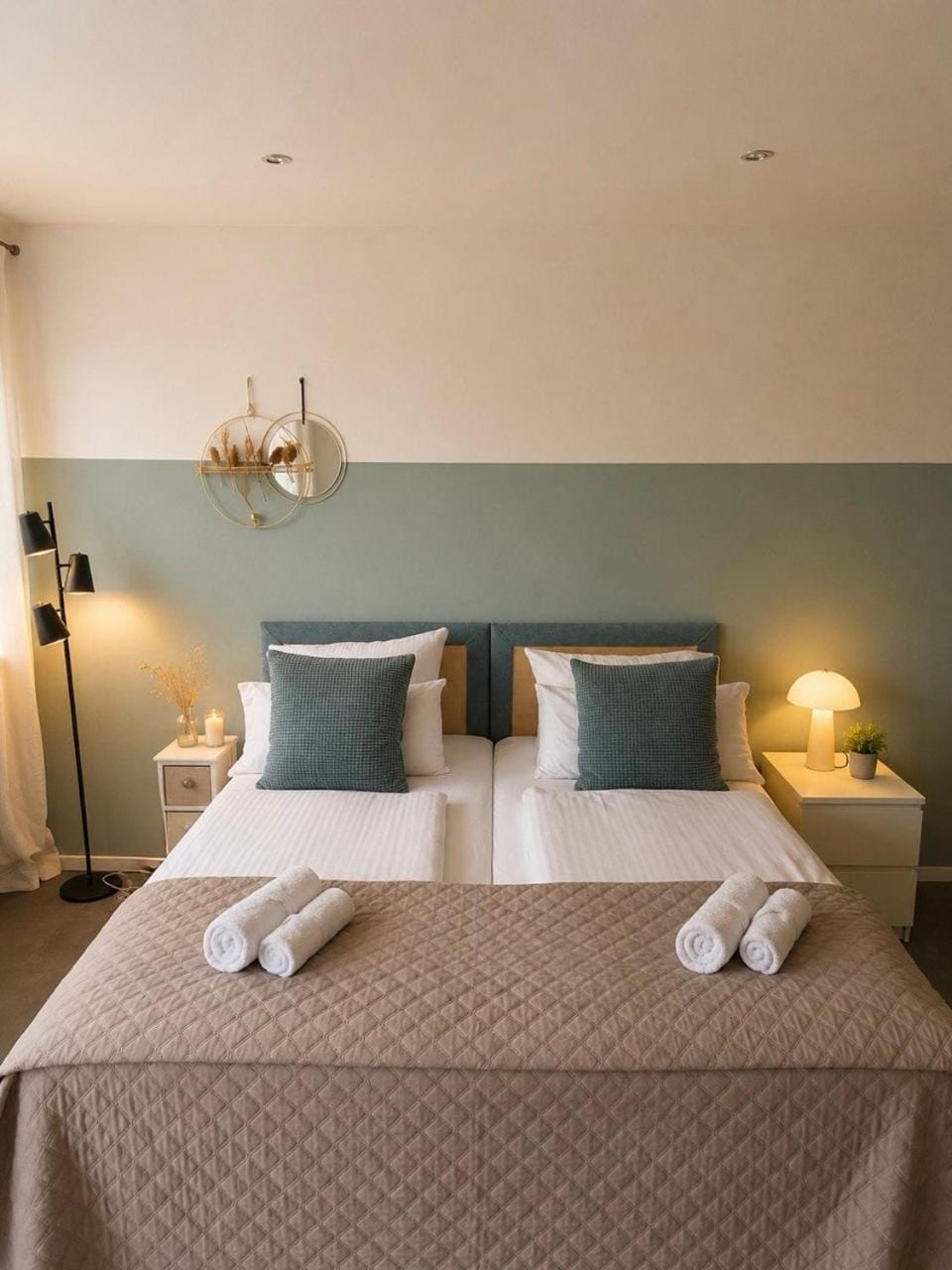 Bed, Photo of the whole room, Bedroom, towels