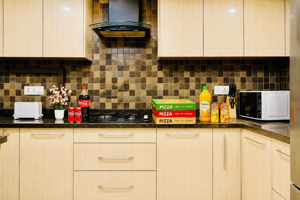 Kitchen or kitchenette, microwave