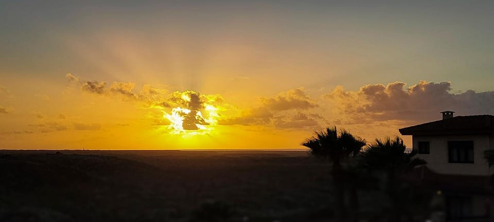 Day, Natural landscape, Balcony/Terrace, Garden view, Sea view, Sunset