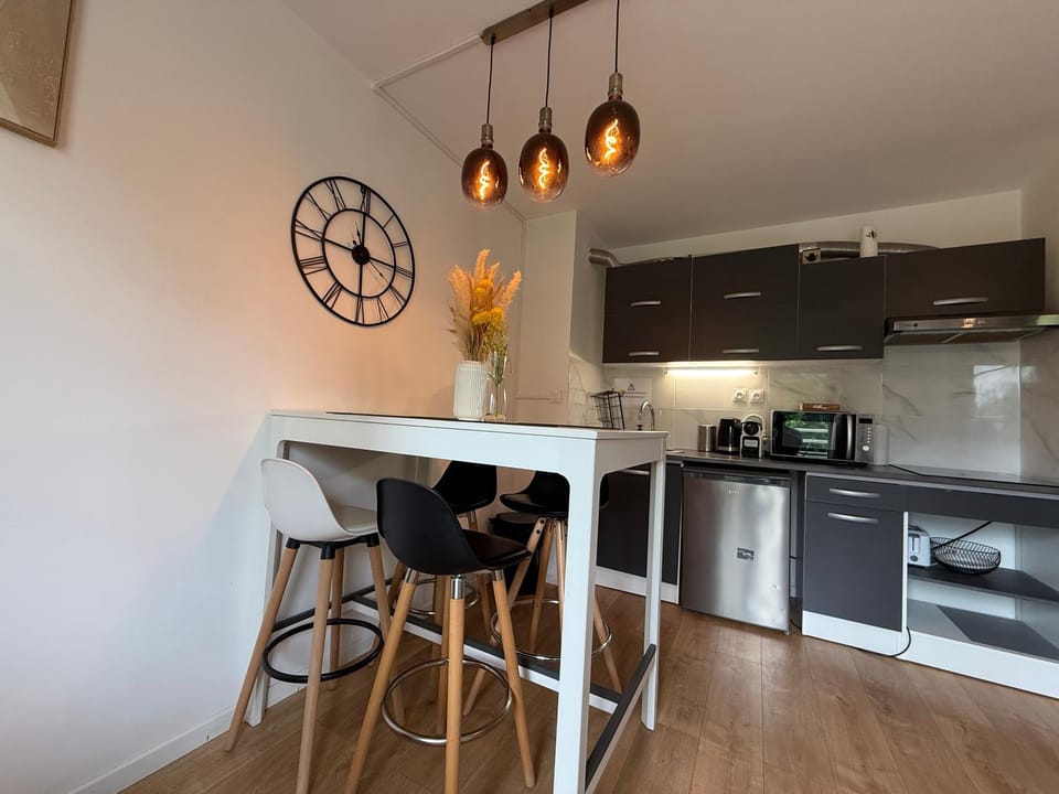 Kitchen or kitchenette, Dining area, stove, toaster