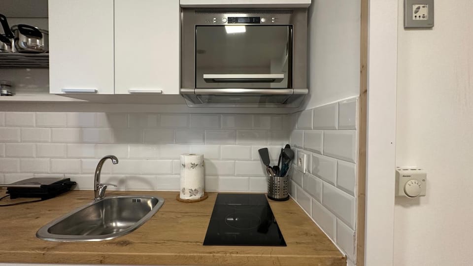 Kitchen or kitchenette, minibar, stove