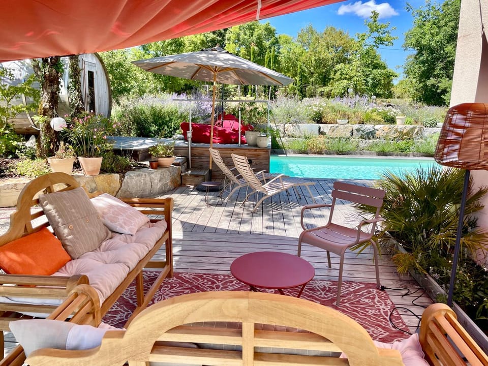 Patio, Balcony/Terrace, Garden view, Pool view, Swimming pool, sunbed