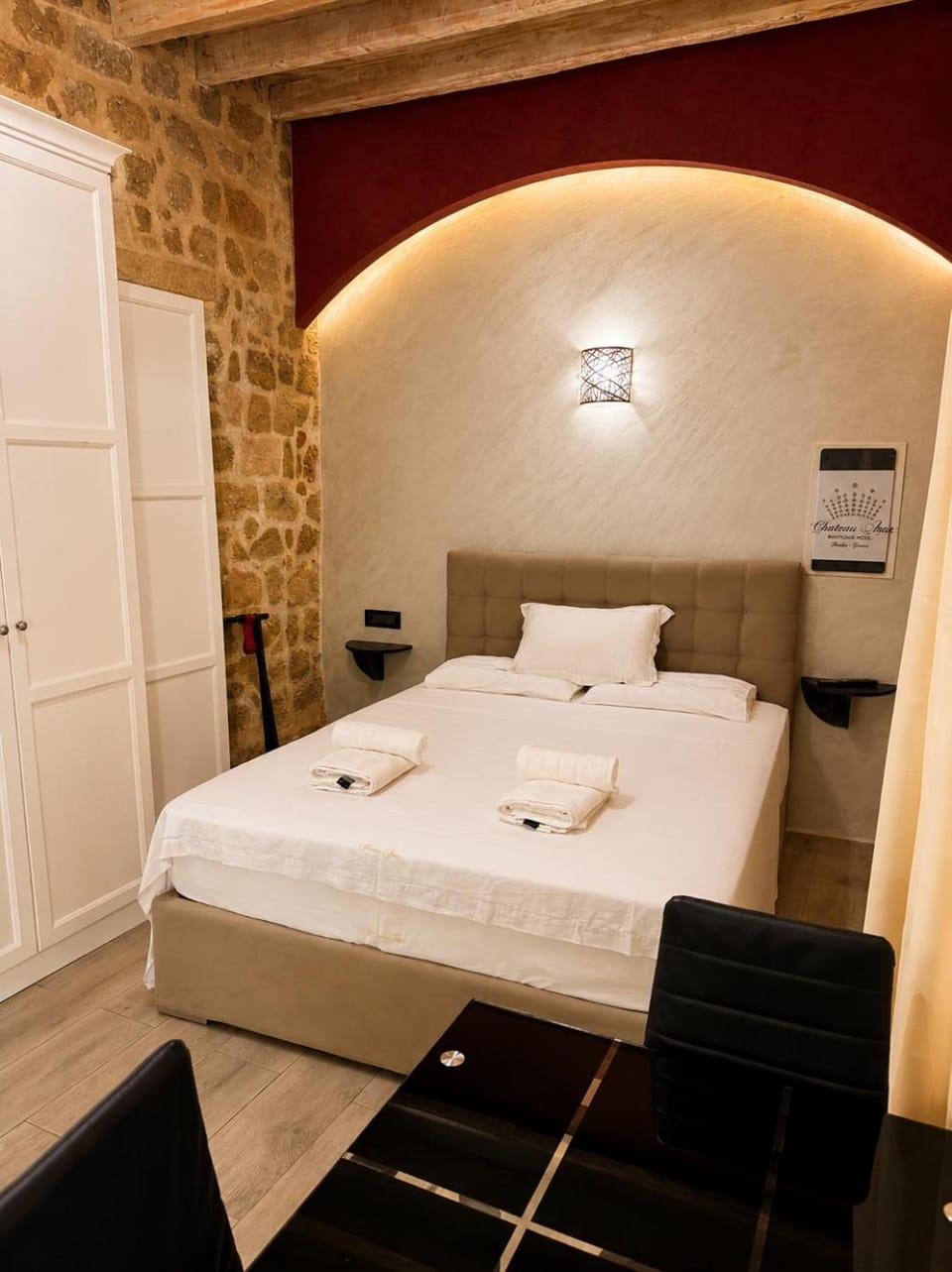 Bed, Photo of the whole room, Bedroom, towels, wardrobe