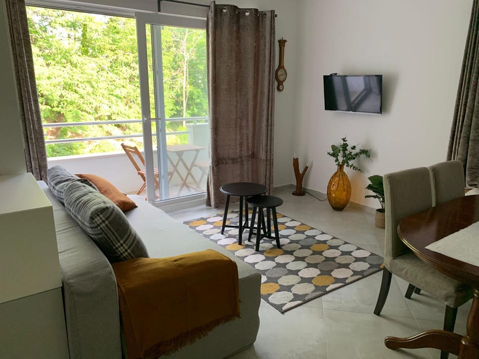 Living room, Seating area, Garden view
