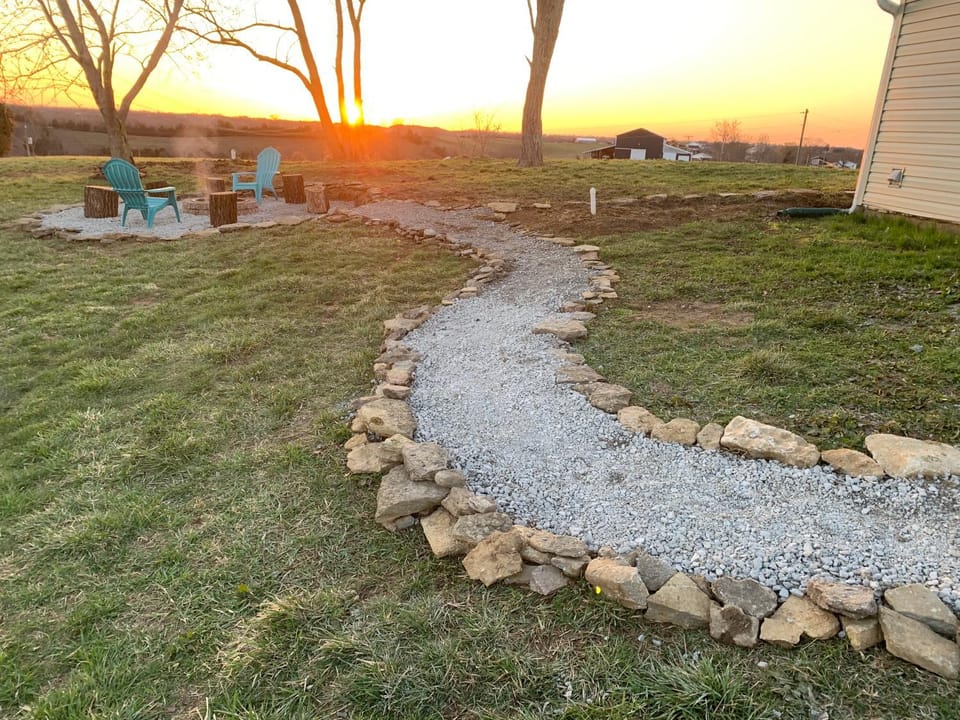 Natural landscape, Garden, Garden view, Sunset