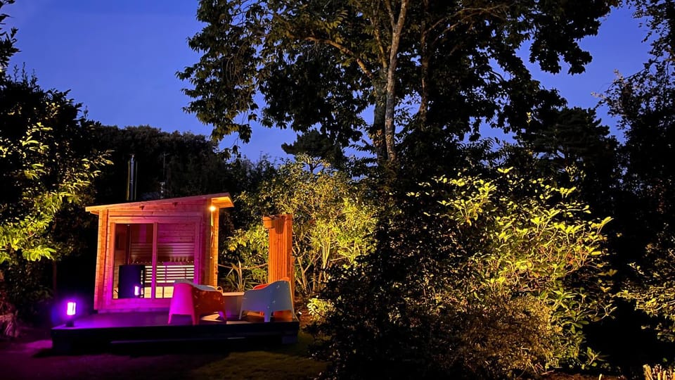 Patio, Night, Natural landscape, Garden, Sauna, Garden view