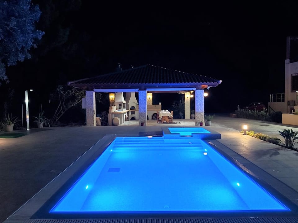 Night, Pool view, Swimming pool