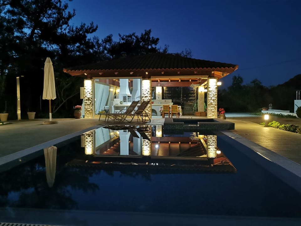 Night, Pool view, Swimming pool