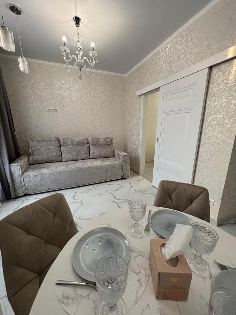 Photo of the whole room, Seating area, Dining area
