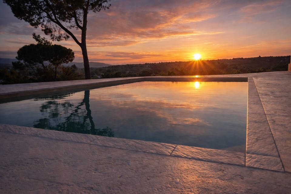 Pool view, Swimming pool, Swimming pool, Sunset