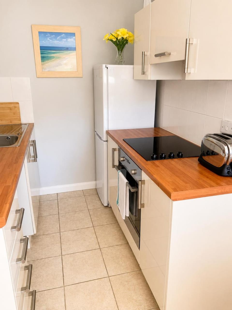Kitchen or kitchenette, stove, toaster