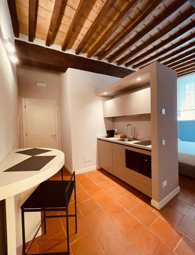 Kitchen or kitchenette, stove