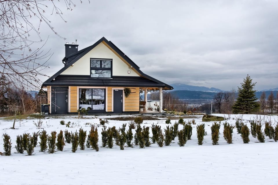 Property building, Winter, Garden, Mountain view