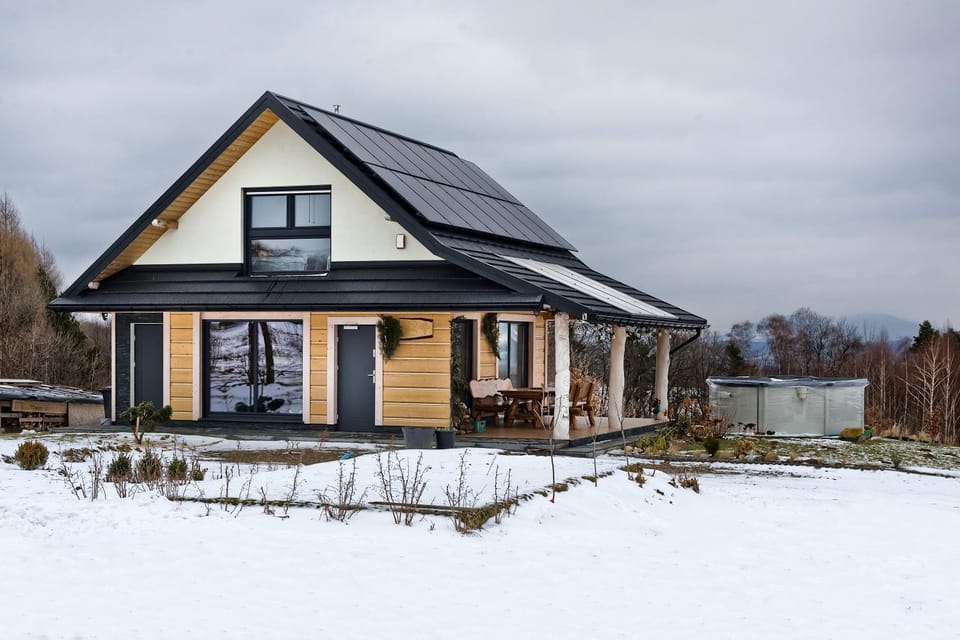 Property building, Winter, Pool view