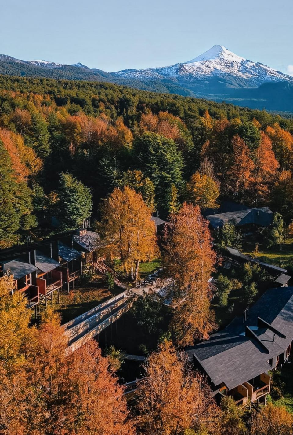 Property building, Natural landscape, Bird's eye view, Autumn, Mountain view
