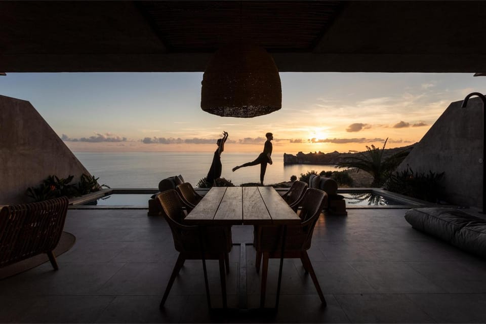 Patio, Natural landscape, View (from property/room), Seating area, Dining area, Sea view, Sunrise, Sunset