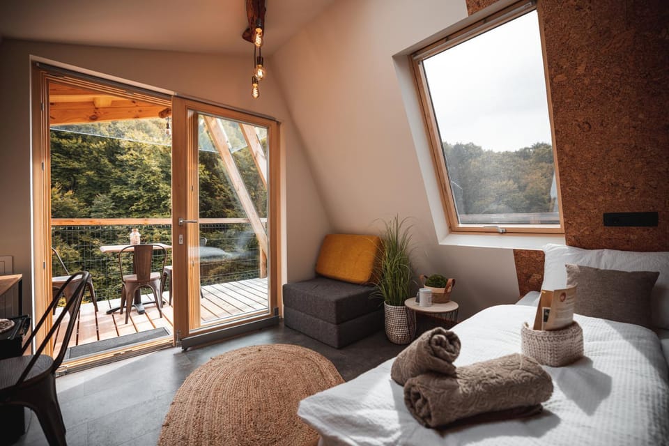Patio, Bed, Day, Natural landscape, View (from property/room), Balcony/Terrace, Living room, Photo of the whole room, Seating area, Garden view