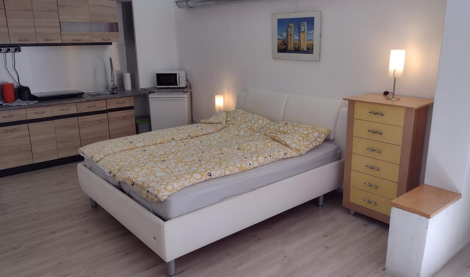 Bed, Kitchen or kitchenette, Photo of the whole room, Bedroom, minibar
