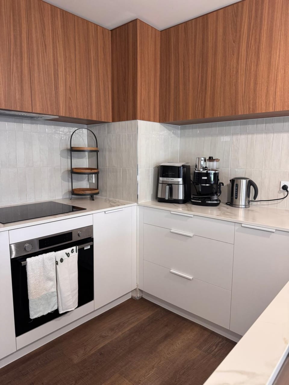 Kitchen or kitchenette, stove