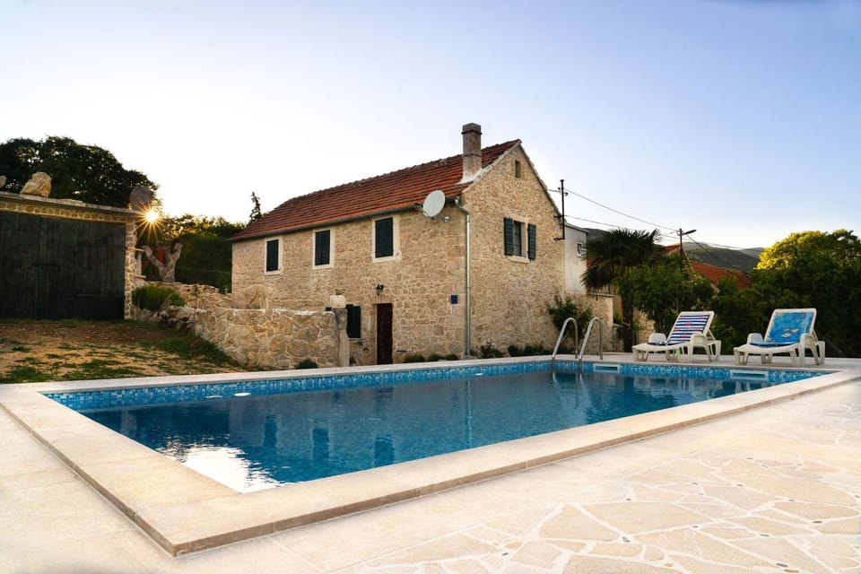 Property building, Swimming pool, Sunset