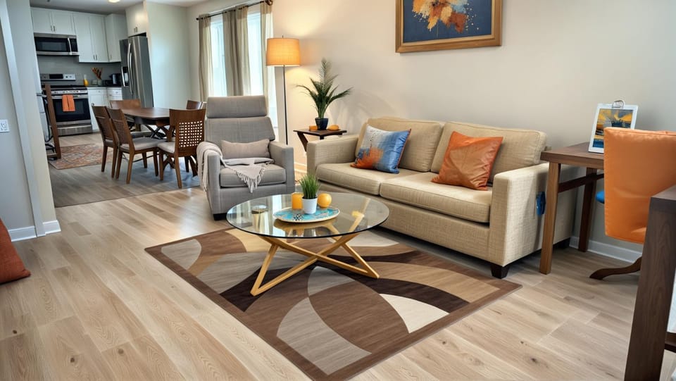 Living room, Seating area, Dining area