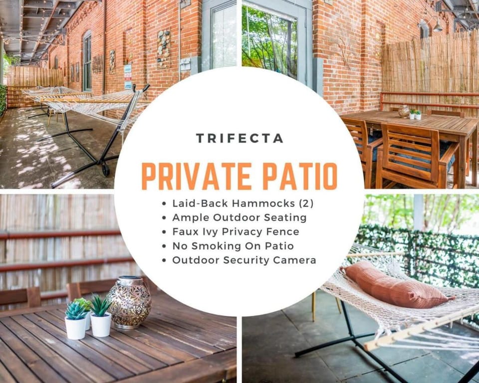 100 Year-Old Historic Brick 2BR Loft & Large Patio & Hammocks & High Ceiling Apartment in Durham