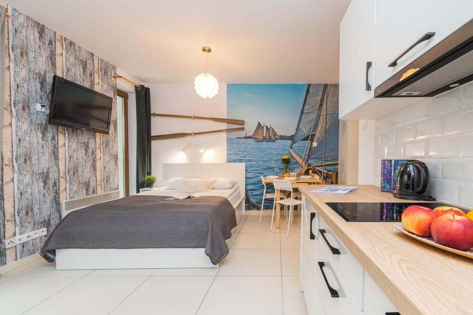 Bed, TV and multimedia, Kitchen or kitchenette, Photo of the whole room, Evening entertainment, Bedroom, pet friendly, stove