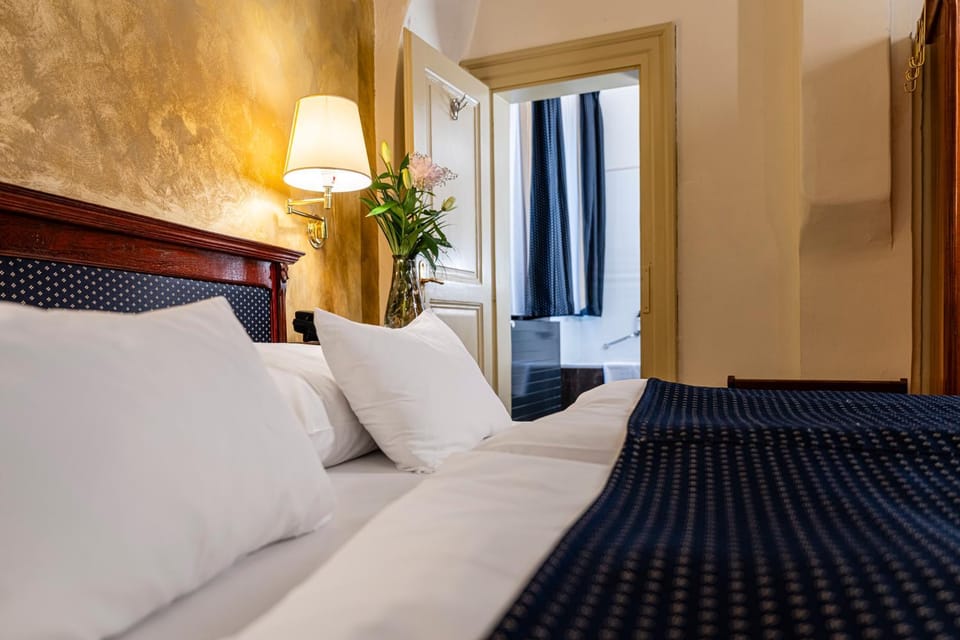 Bed, Bedroom, Inner courtyard view