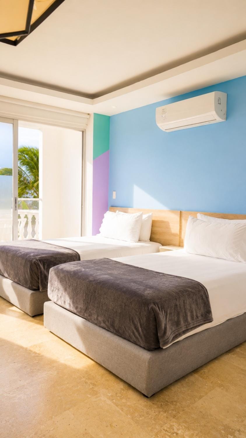 Bed, Sea view