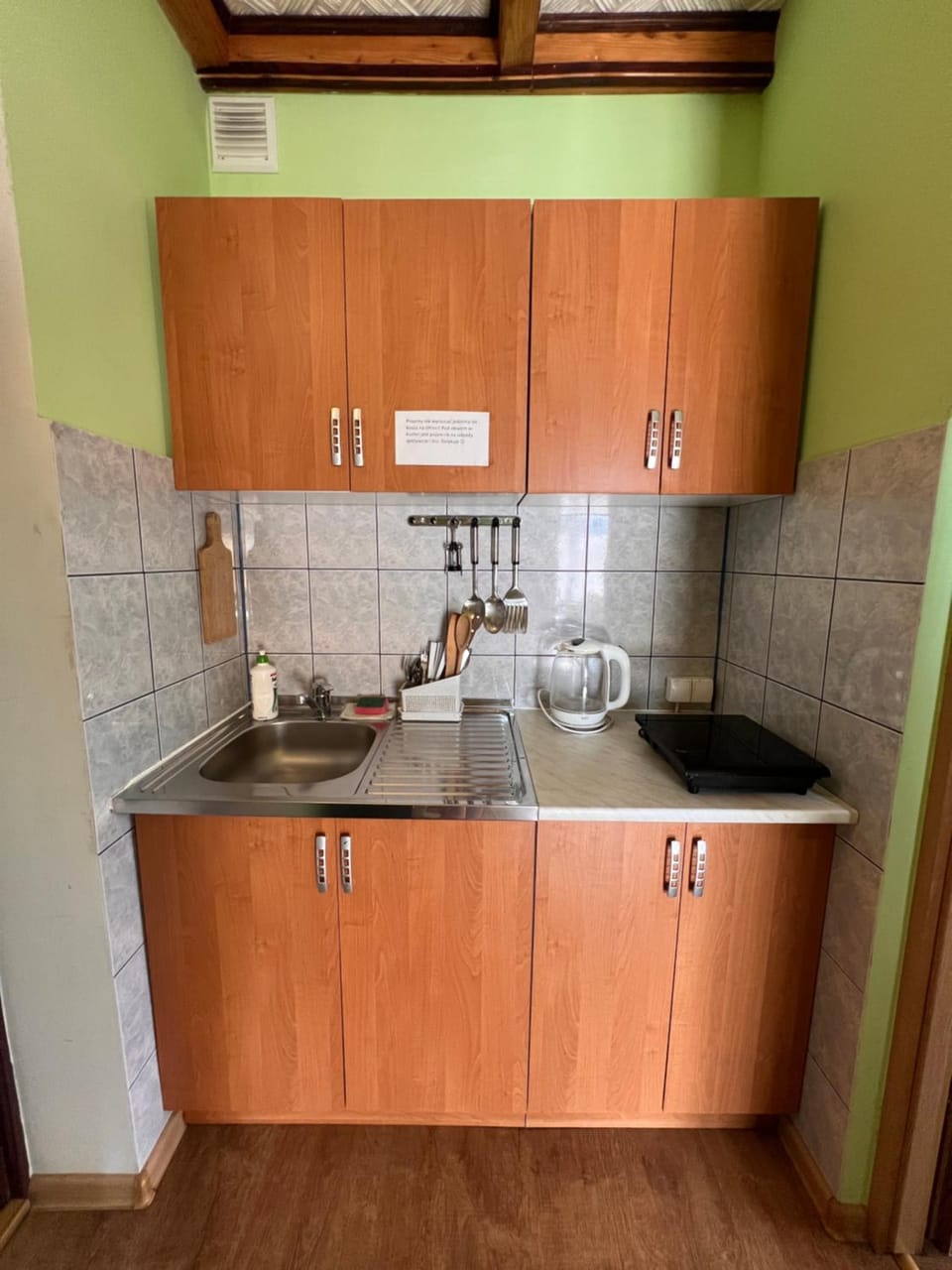 Kitchen or kitchenette, stove