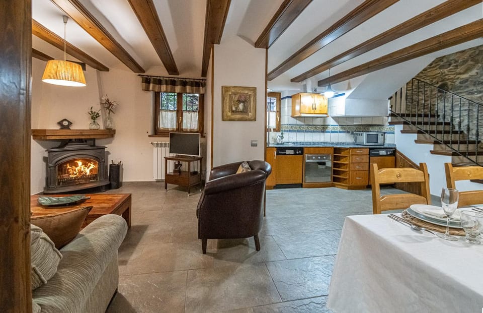 Kitchen or kitchenette, Living room, Dining area, dishwasher, fireplace, microwave, washing machine