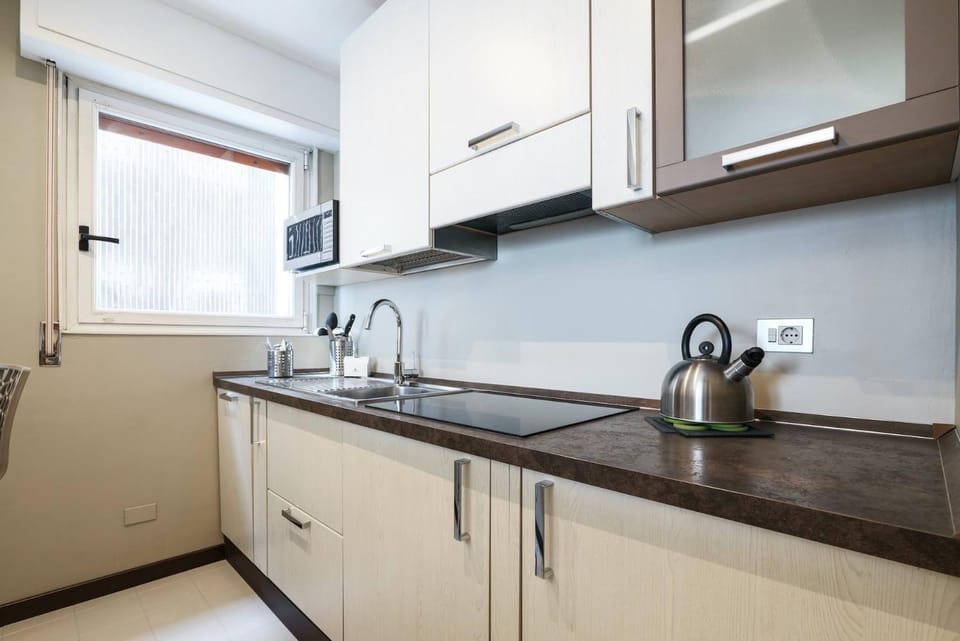 Kitchen or kitchenette, stove