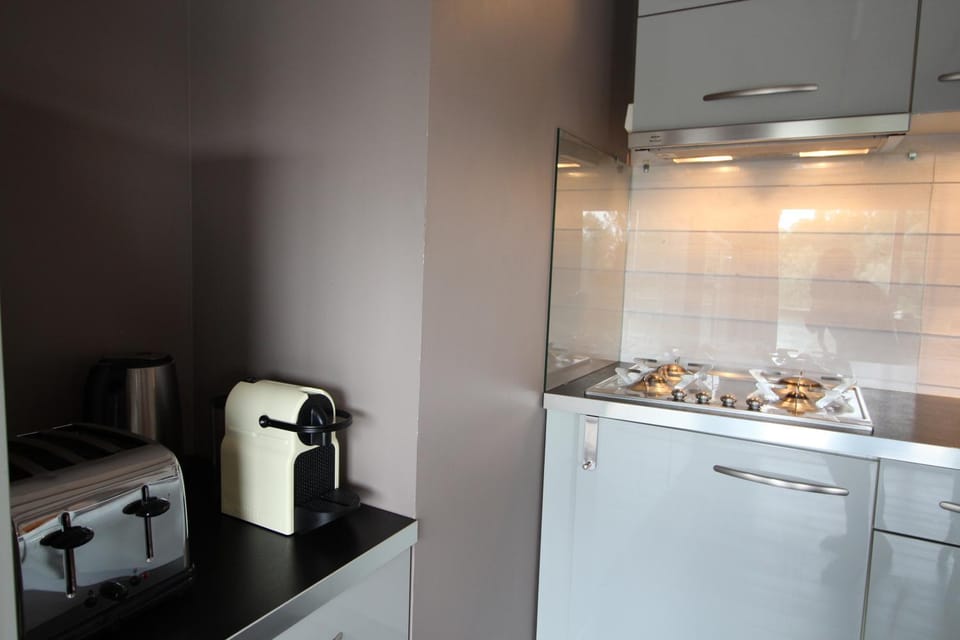 Coffee/tea facilities, Kitchen or kitchenette, stove, toaster