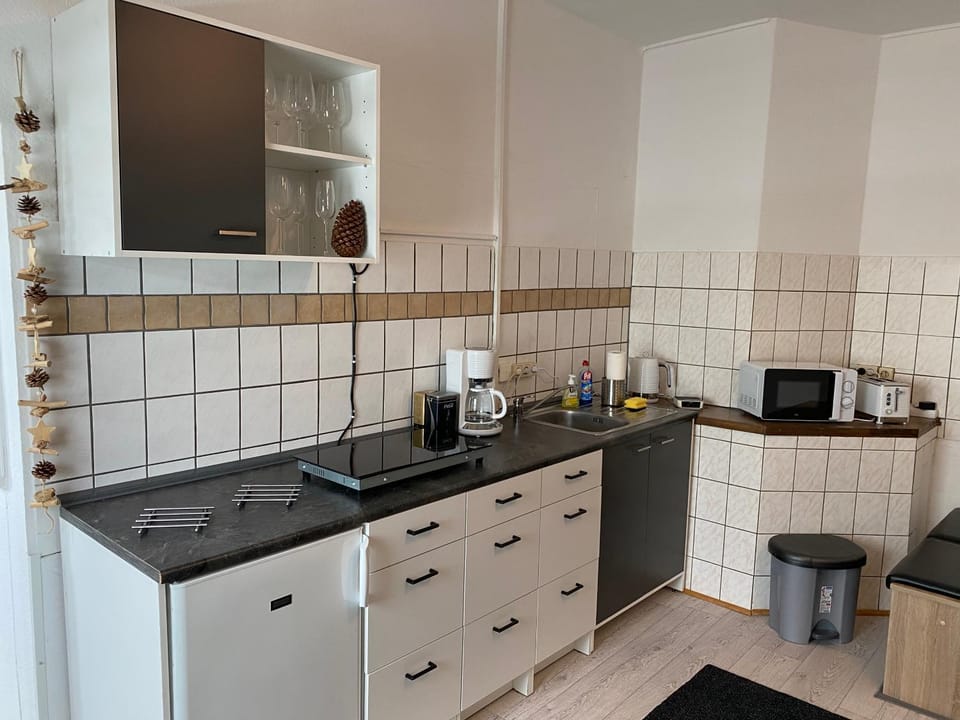 Kitchen or kitchenette, stove