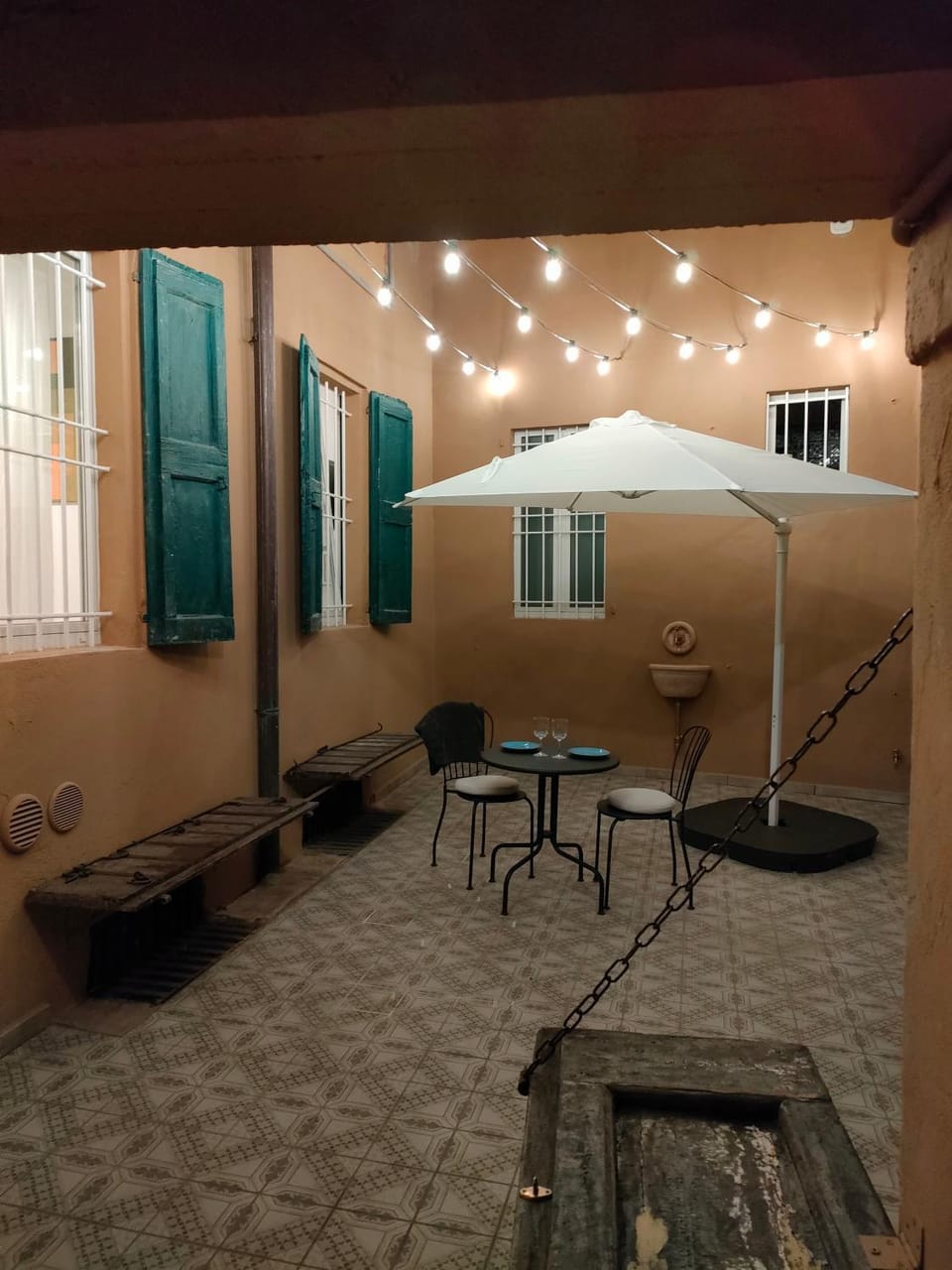 Property building, Patio, Night