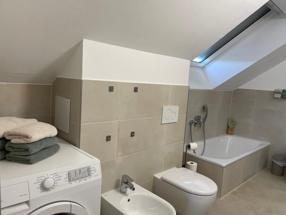 Toilet, Bathroom, Bath, bidet, towels, washing machine