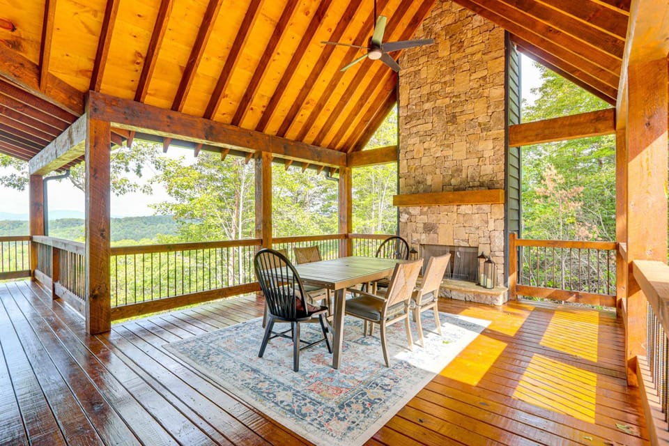 Deck, Panoramic Views: Serene Mineral Bluff Cabin! Cabin in Mineral Bluff