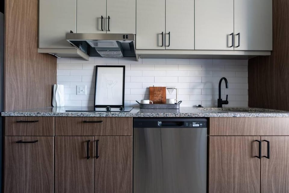 Kitchen or kitchenette, dishwasher, minibar, stove