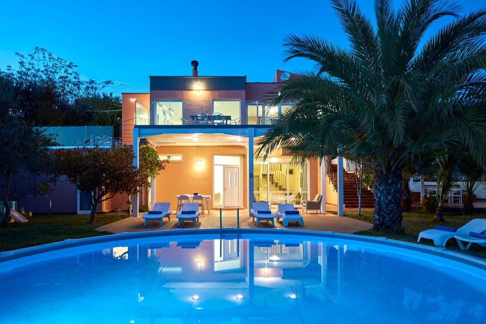 Property building, Swimming pool, Sunset