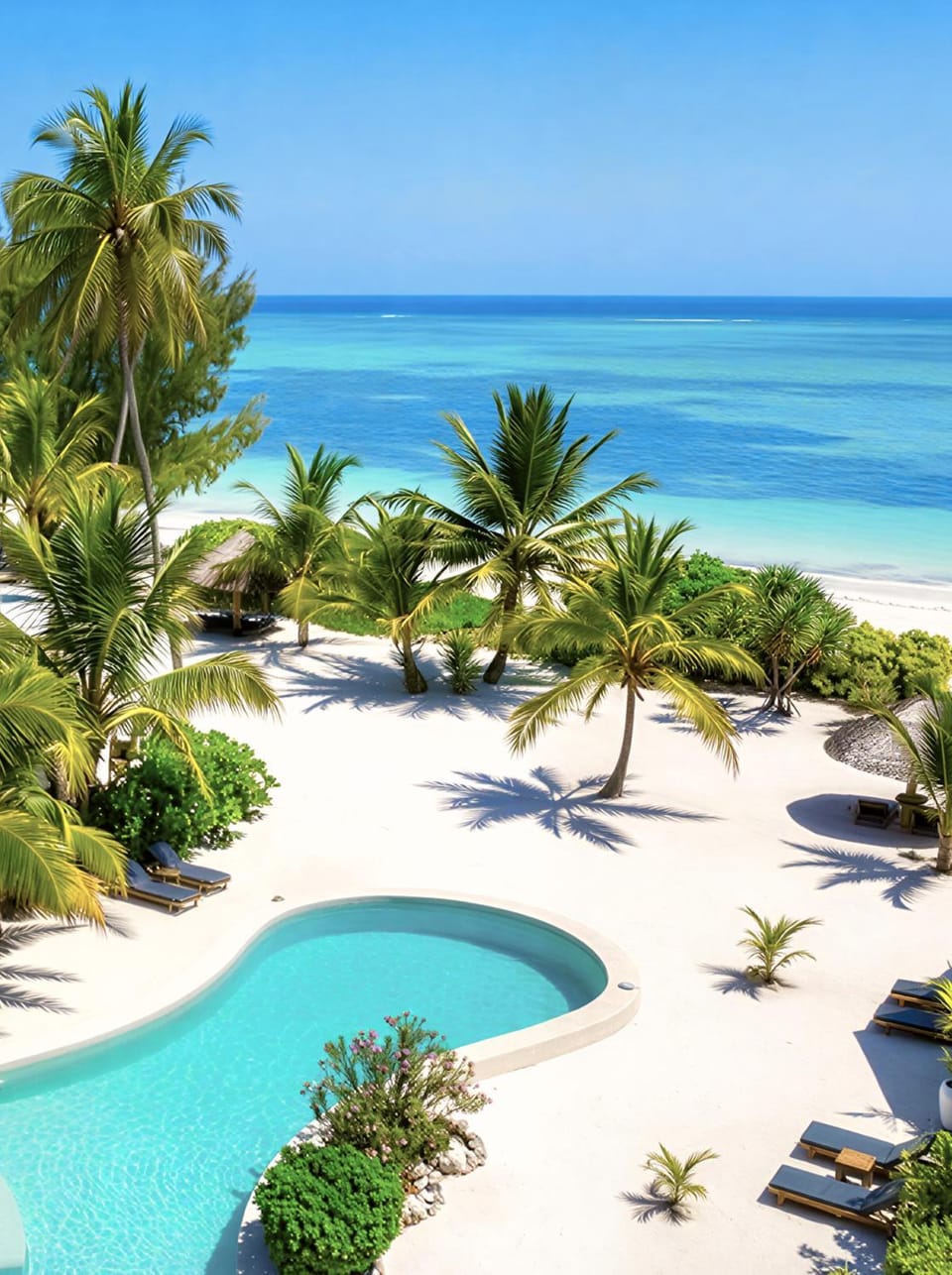 Beach, Pool view, Sea view, sunbed