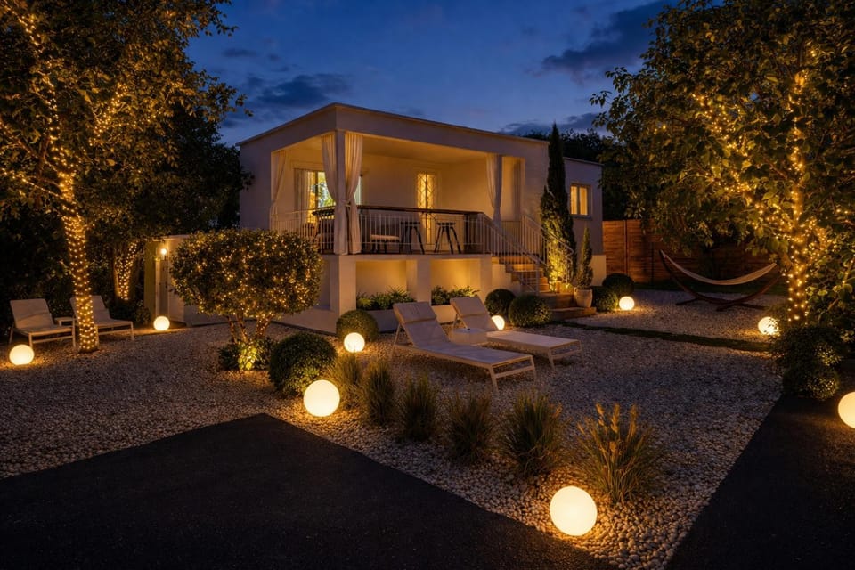 Night, Garden, Garden view