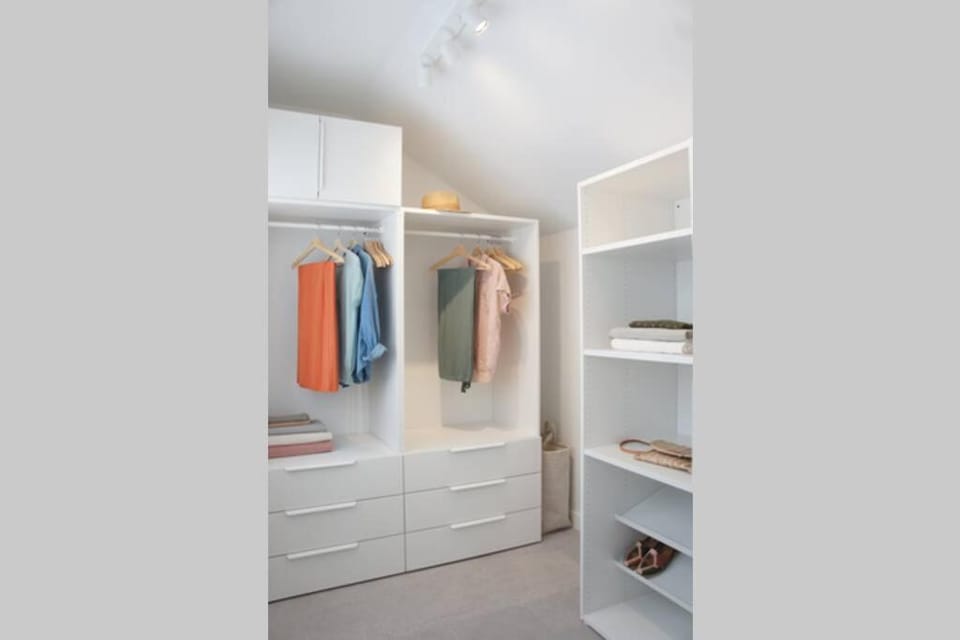 Bed, wardrobe