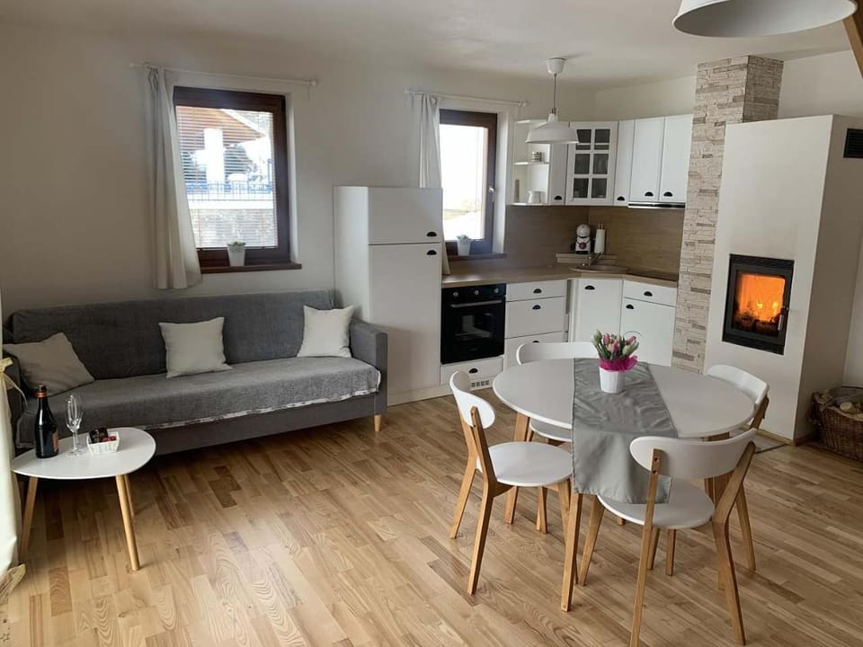 Kitchen or kitchenette, Living room, Seating area, Dining area, Facility for disabled guests, acessibility