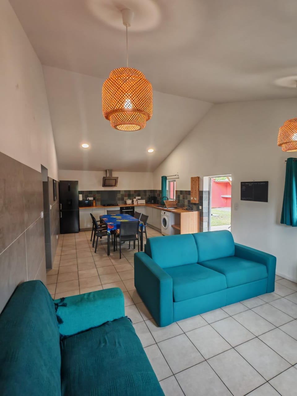Living room, kitchen
