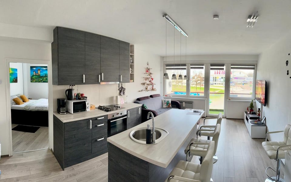 Coffee/tea facilities, Kitchen or kitchenette, Living room, Dining area, dishwasher