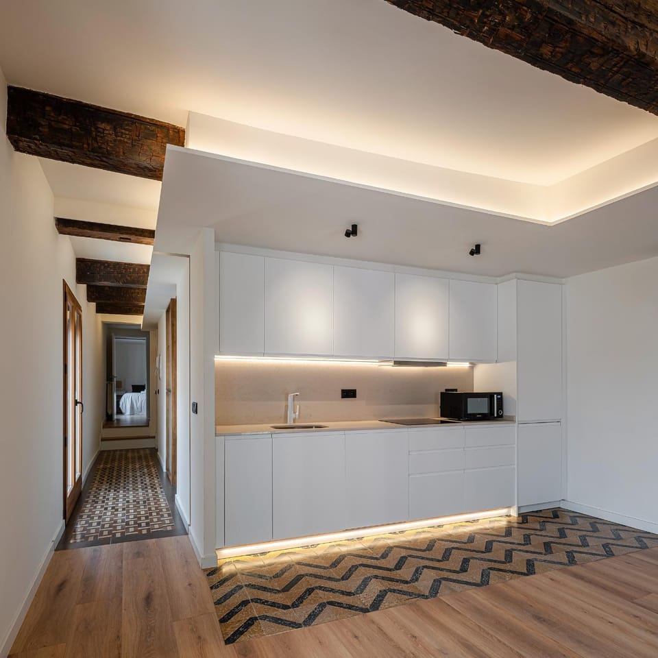 Coffee/tea facilities, Kitchen or kitchenette, minibar, stove, kitchen