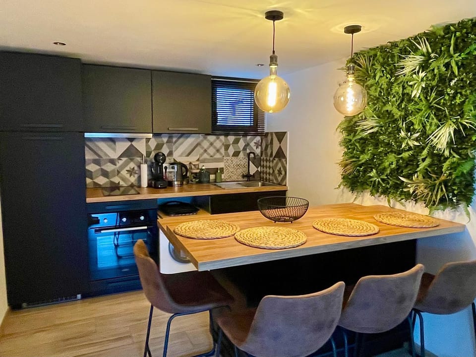 Kitchen or kitchenette, Dining area, stove
