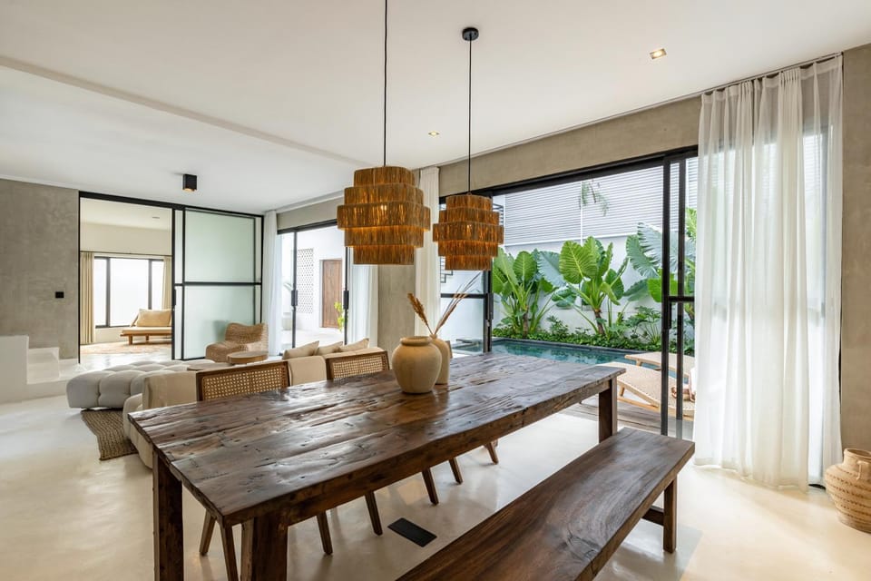 Living room, Seating area, Dining area, Pool view, Swimming pool
