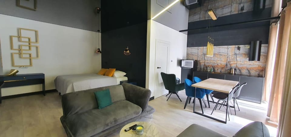 Bed, Kitchen or kitchenette, Living room, Photo of the whole room, Seating area, Dining area